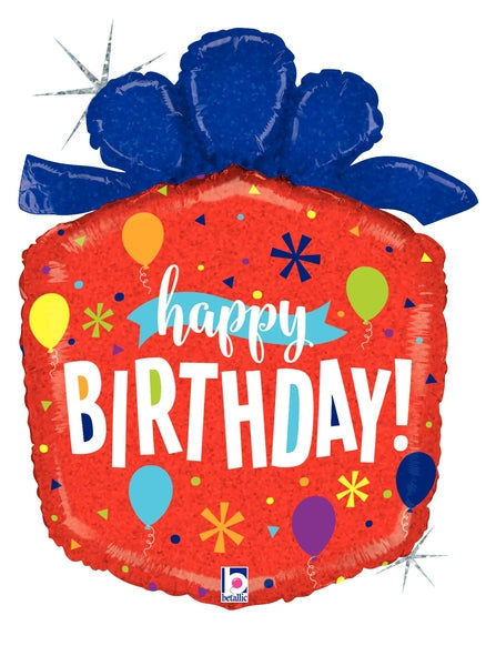 27" Holographic Birthday Party Present Foil Balloon