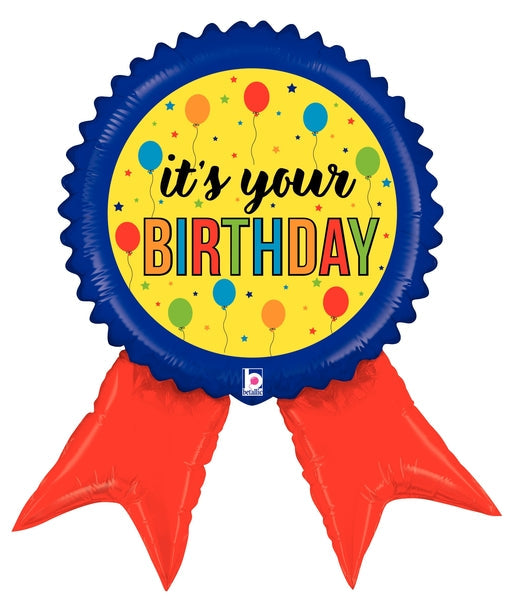 34" Foil Shape Birthday Ribbon Foil Balloon