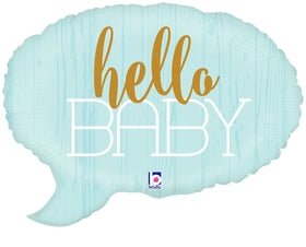 24" Foil Shape Packaged Hello Baby - Blue Foil Balloon