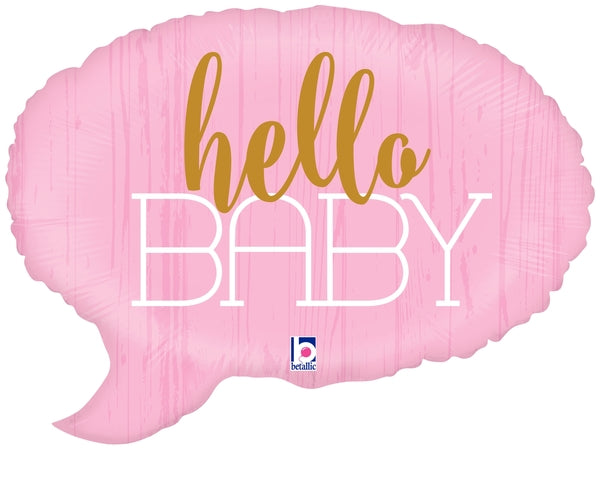 24" Foil Shape Hello Baby - Pink Foil Balloon