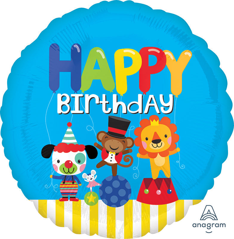 18" Happy Birthday Circus Fun Foil Balloon