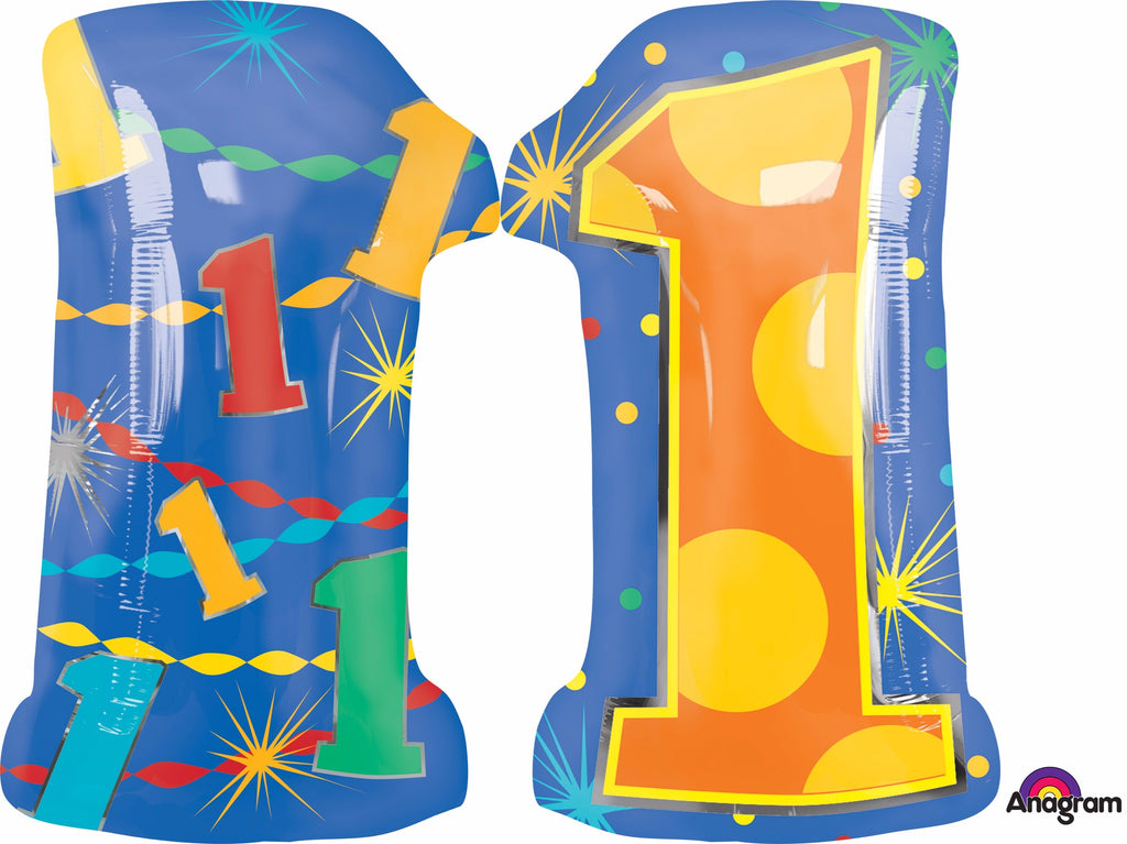 20" Number 1 Confetti Dots Balloon