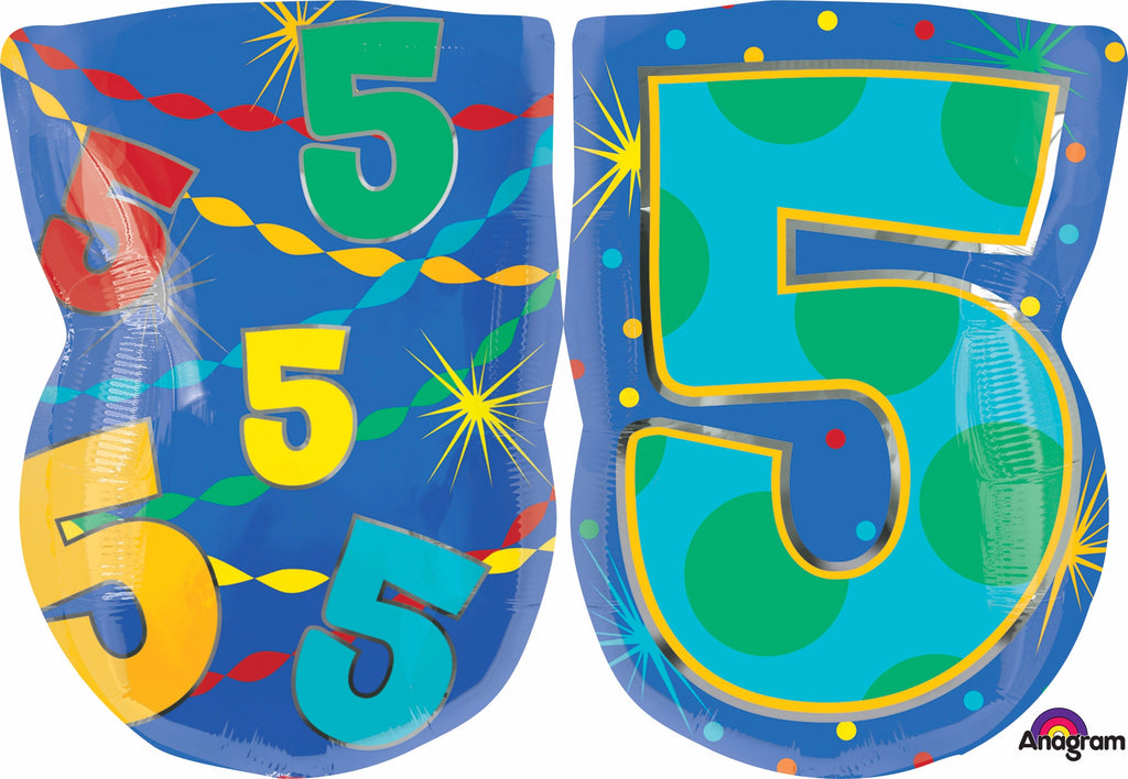 20" Number 5 Confetti Dots Balloon