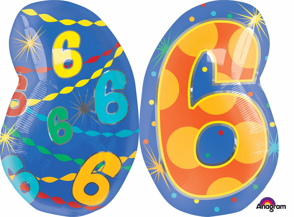 20" Number 6 Confetti Dots Balloon