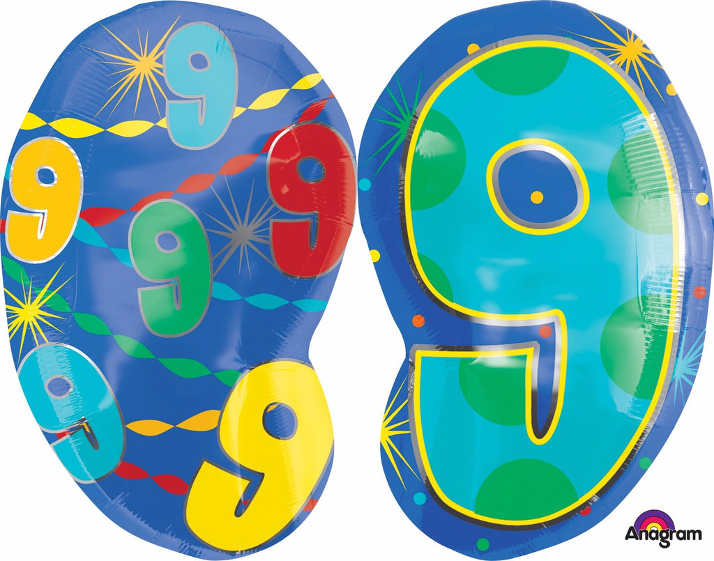 20" Number 9 Confetti Dots Balloon
