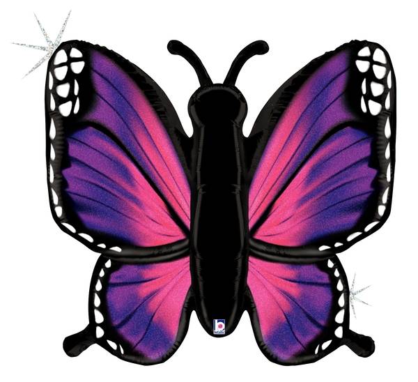 46" Holographic Radiant Butterfly-Pink Foil Balloon
