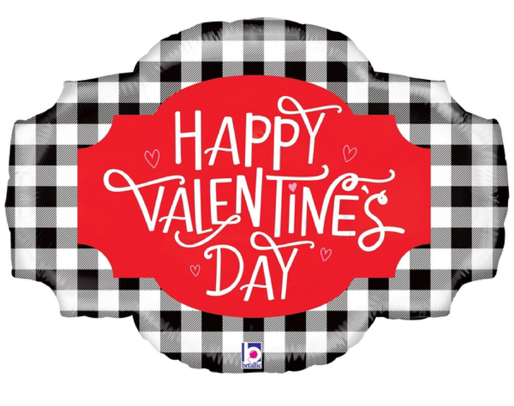 32" Foil Balloon Shape Buffalo Plaid Valentine