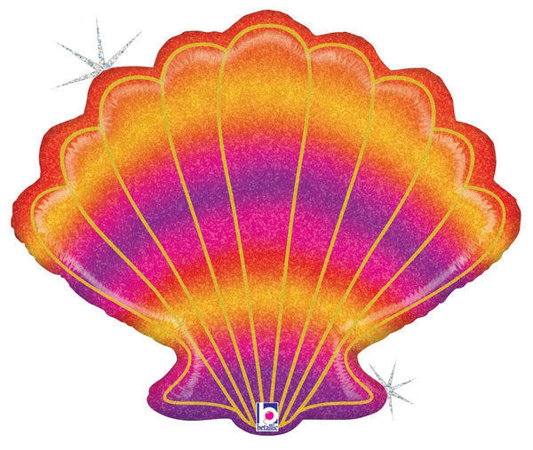 30" Holographic Glitter Seashell Foil Balloon