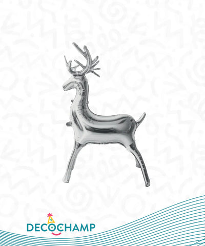 36 Inches Manufactured for Decochamp Brand Silver Reindeer Shown as Packaged Balloon