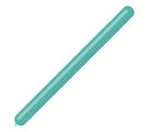 A mint green, elongated cylindrical Balloonia Professional Line twisting balloon with rounded ends is positioned diagonally on a white background.