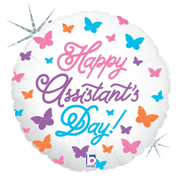 18" Holographic Balloon Assistant's Day Butterflies