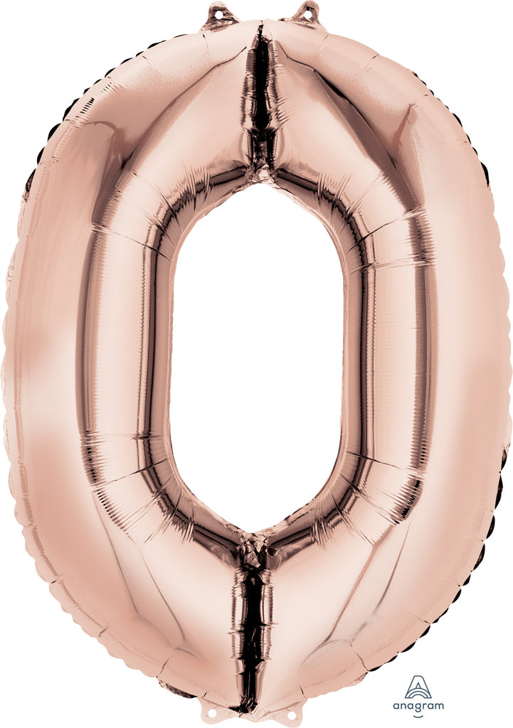 33" Jumbo Anagram Brand Number 0 Rose Gold Balloon