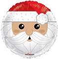 The Convergram 18" Santa Face and Reindeer Front/Back Foil Balloon features a round, cartoon Santa with a red hat—ideal for Christmas party decor.