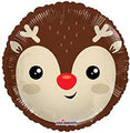 The 18" Santa Face and Reindeer Front/Back Foil Balloon by Convergram features festive designs, perfect as a Christmas party decoration or standout reindeer balloon against a white background.