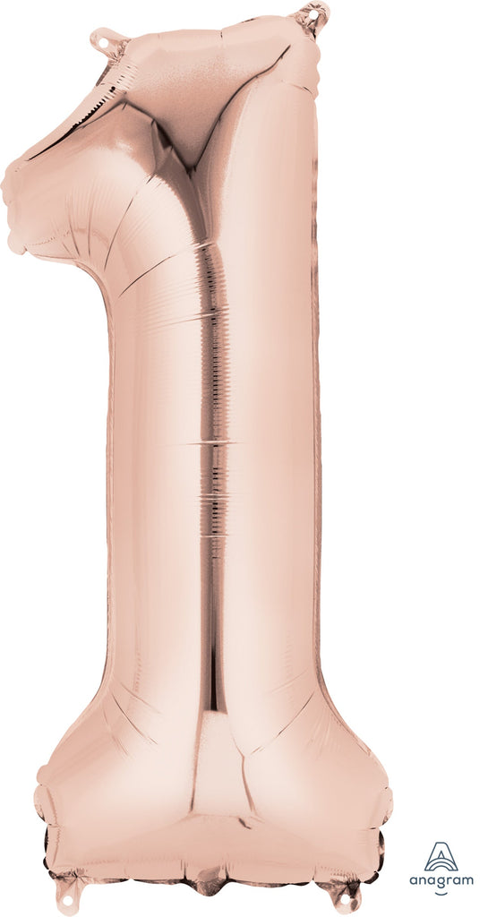 33" Jumbo Anagram Brand Number 1 Rose Gold Balloon