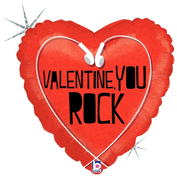18" Holographic Balloon Valentine, You Rock
