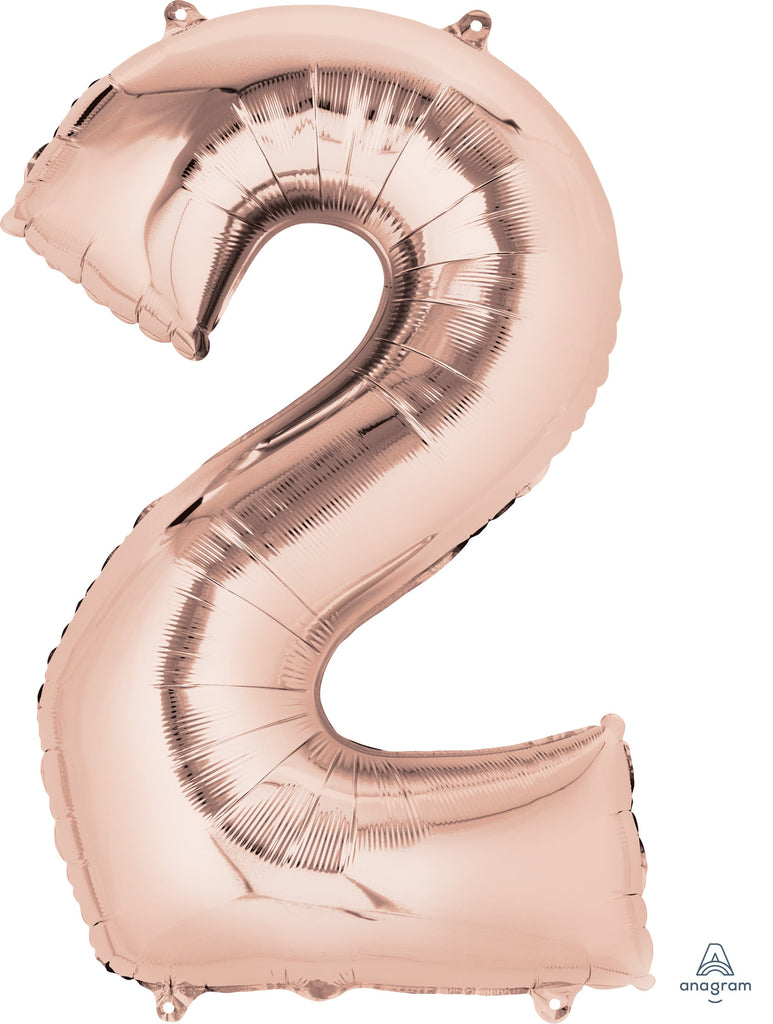 33" Jumbo Anagram Brand Number 2 Rose Gold Balloon