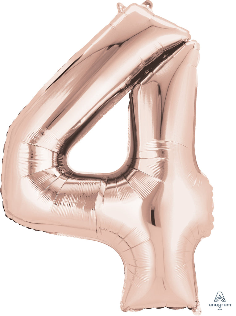 33" Jumbo Anagram Brand Number 4 Rose Gold Balloon