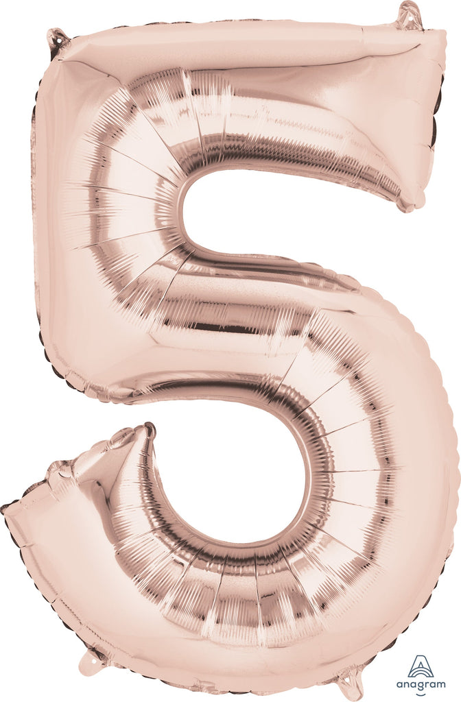 33" Jumbo Anagram Brand Number 5 Rose Gold Balloon
