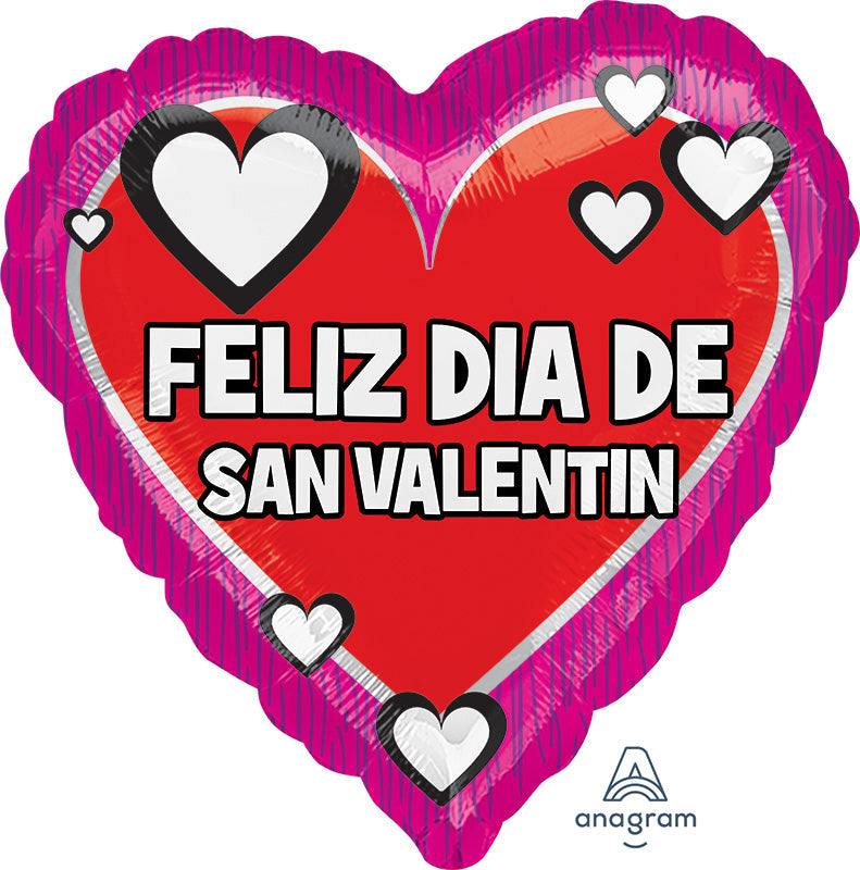18" Feliz Dis De San Valentin Pink & Red Balloon (Spanish)