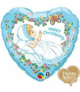 18" Happy Christening Boy Precious Moments Foil Balloon