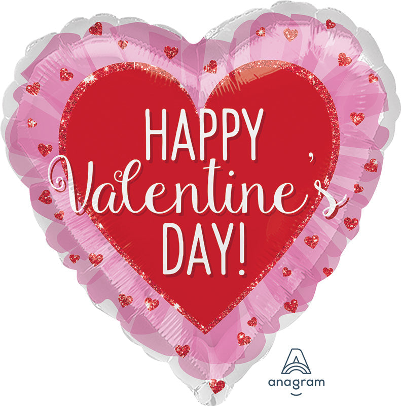 28" Happy Valentine's Day Glitter Hearts Balloon