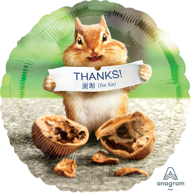 18" Avanti Thank You Chipmunk Balloon
