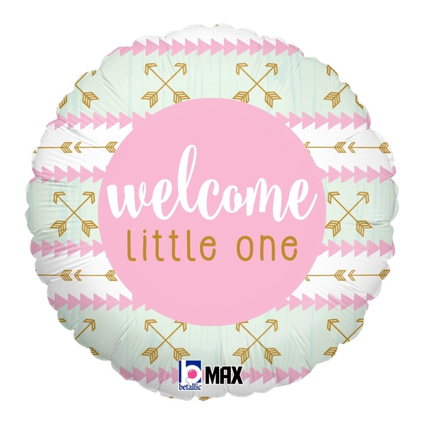 18" MAX Float Welcome Little One - Pink Foil Balloon