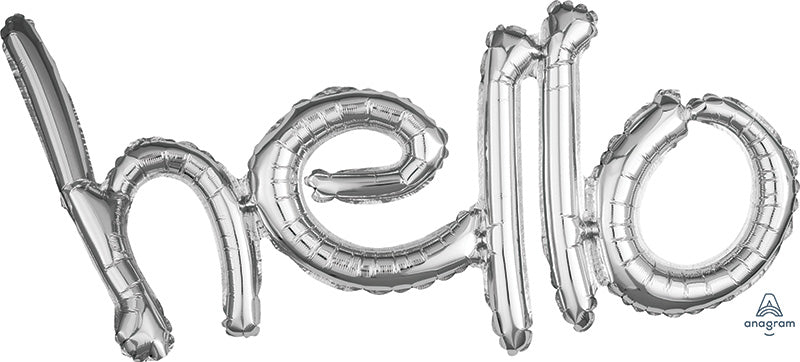33" Airfill Only Freestyle Phrase "Hello" Silver Balloon
