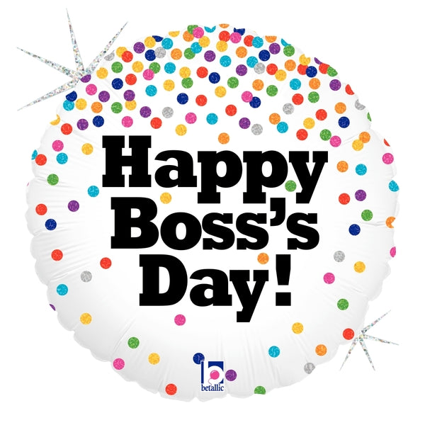 18" Holographic Boss's Day Confetti Foil Balloon