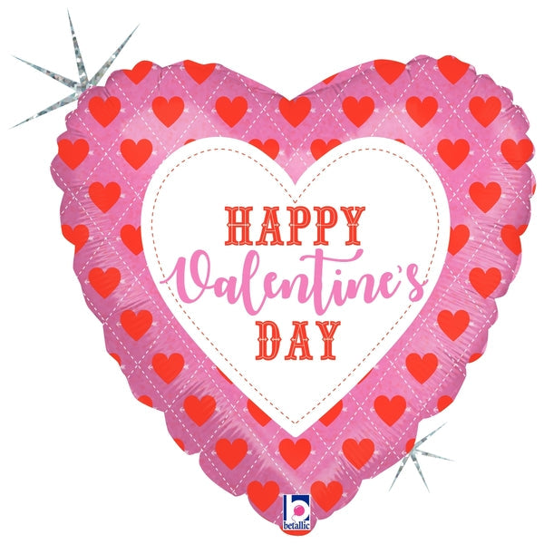 18" Holographic Valentine Hearts & Arrows Foil Balloon