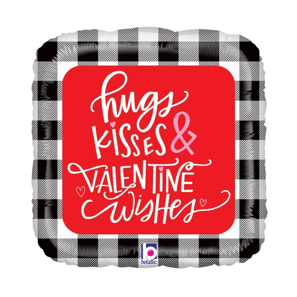 18" Foil Balloon Buffalo Plaid Valentine Wishes