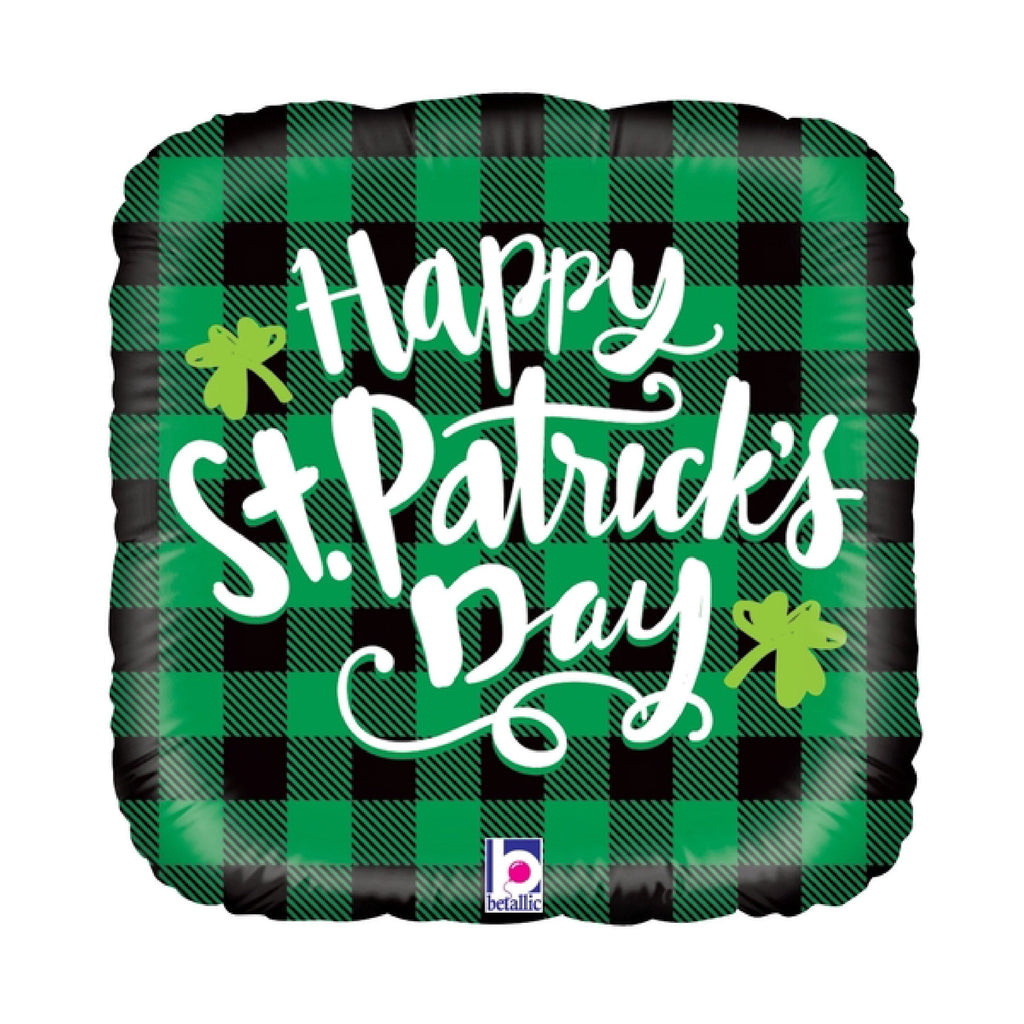 18" Foil Balloon St. Pat's Buffalo Plaid