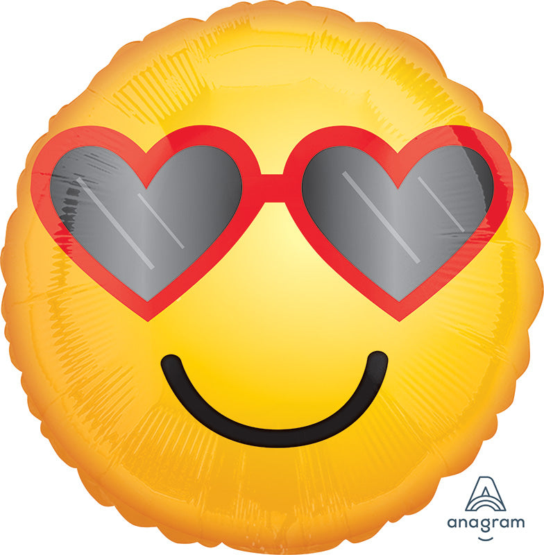 18" Heart Glasses Emoticon Balloon