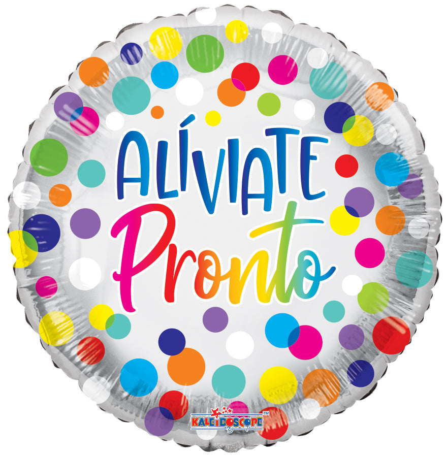 18" Aliviate Pronto Dots (Spanish) Foil Balloon