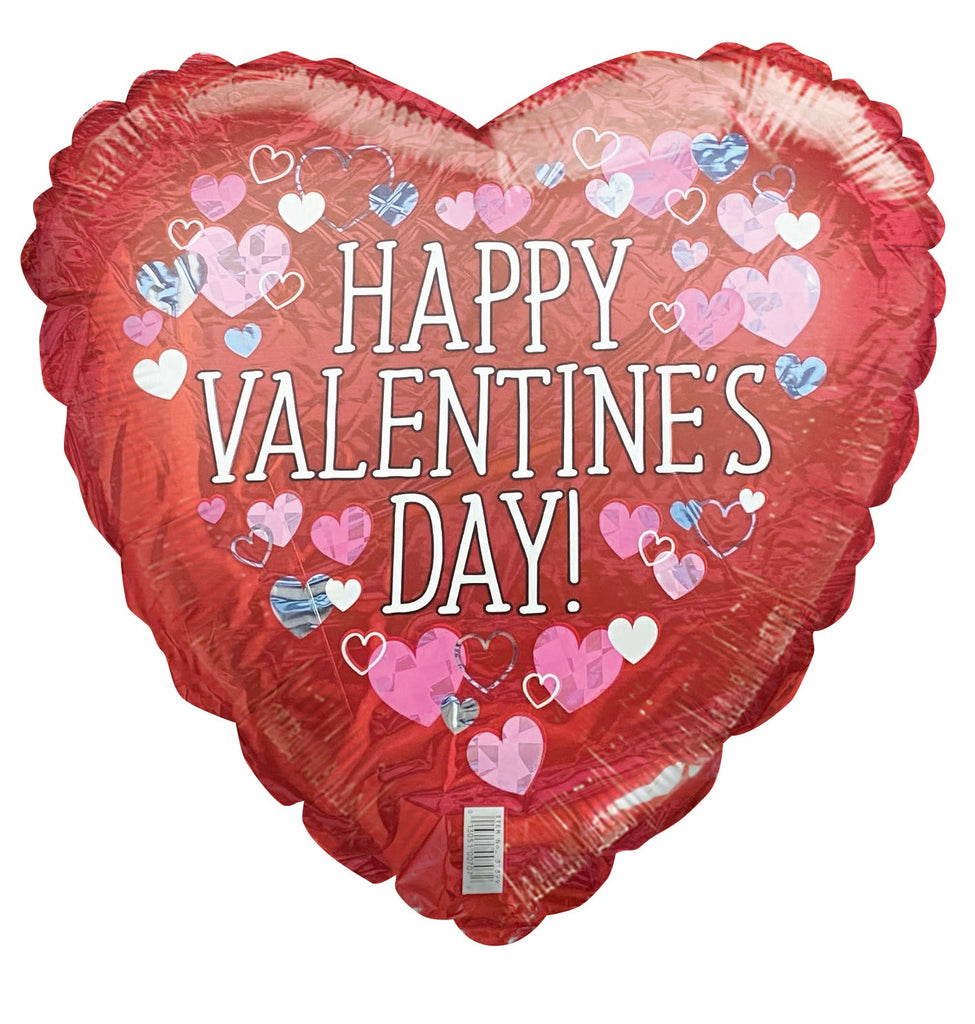 18" Happy Valentine's Day Colorful Hearts Balloon