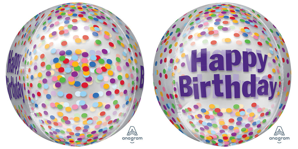 16" Orbz Happy Birthday Funfetti Foil Balloon