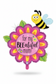 38" Holographic Bee-Utiful Mom Flower Foil Balloon - Enhanced