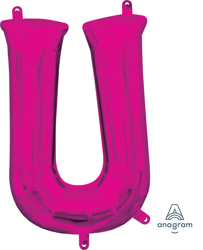 16" Airfill Only Anagram Brand Letter "U" Pink Foil Balloon