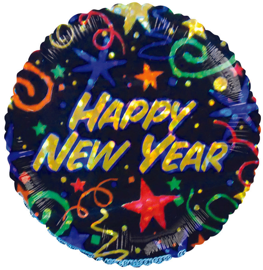 4" Airfill Only Happy New Year Sparkling Stars & Streamers Balloon