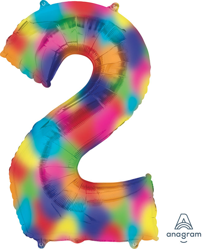 34" Anagram Brand Number 2 Rainbow Splash Foil Balloon