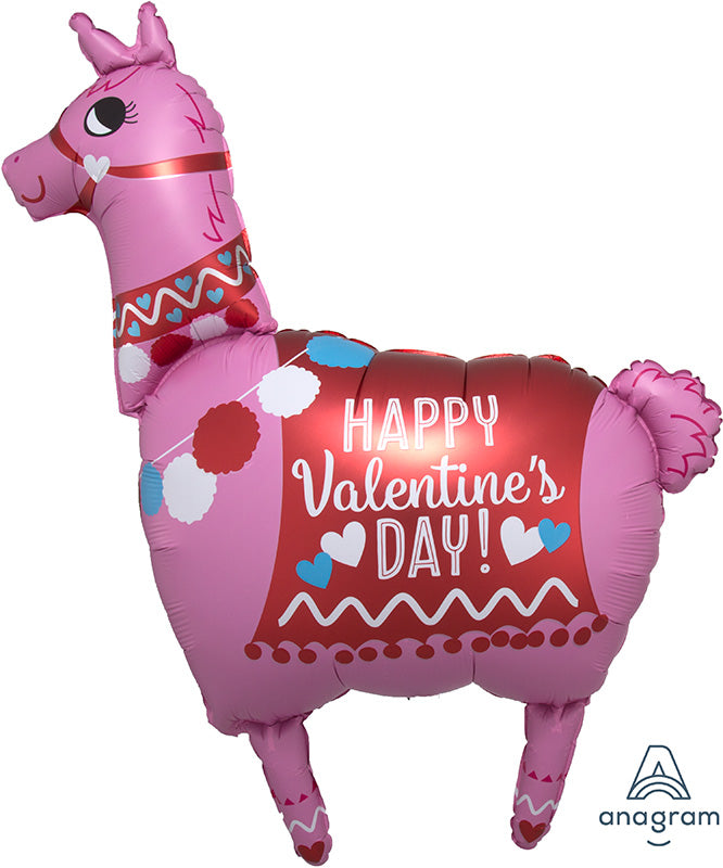 36" Happy Valentine's Day Llama Foil Balloon