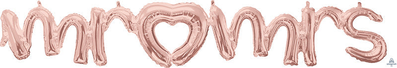 59" Airfill Only Script Mr & Mrs Rose Gold Balloon