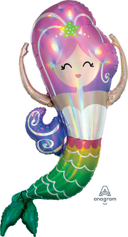 32" Iridescent Mermaid Holographic Foil Balloon
