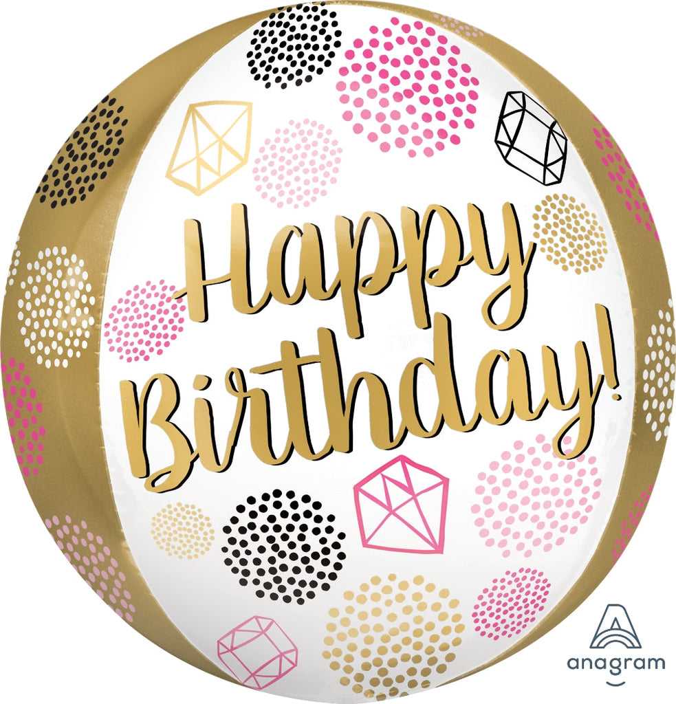 Happy Birthday Gems Orbz Foil Balloon