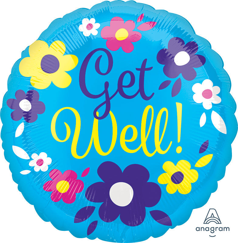 21" ColorBlast Get Well Flowery Fun Foil Balloon