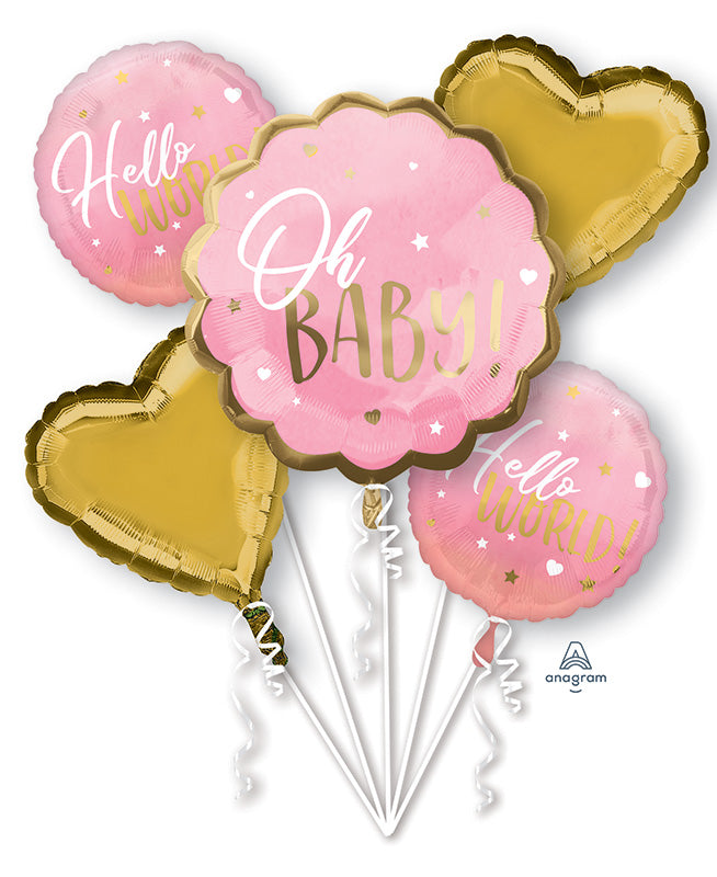 Bouquet Pink Baby Girl Foil Balloon
