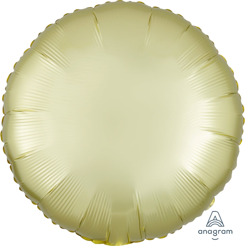 18" Satin Luxe Circle Pastel Yellow Foil Balloon