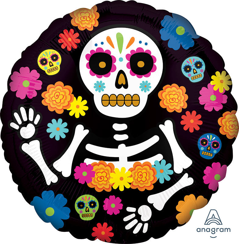18" Day of the Dead Skeleton Foil Balloon