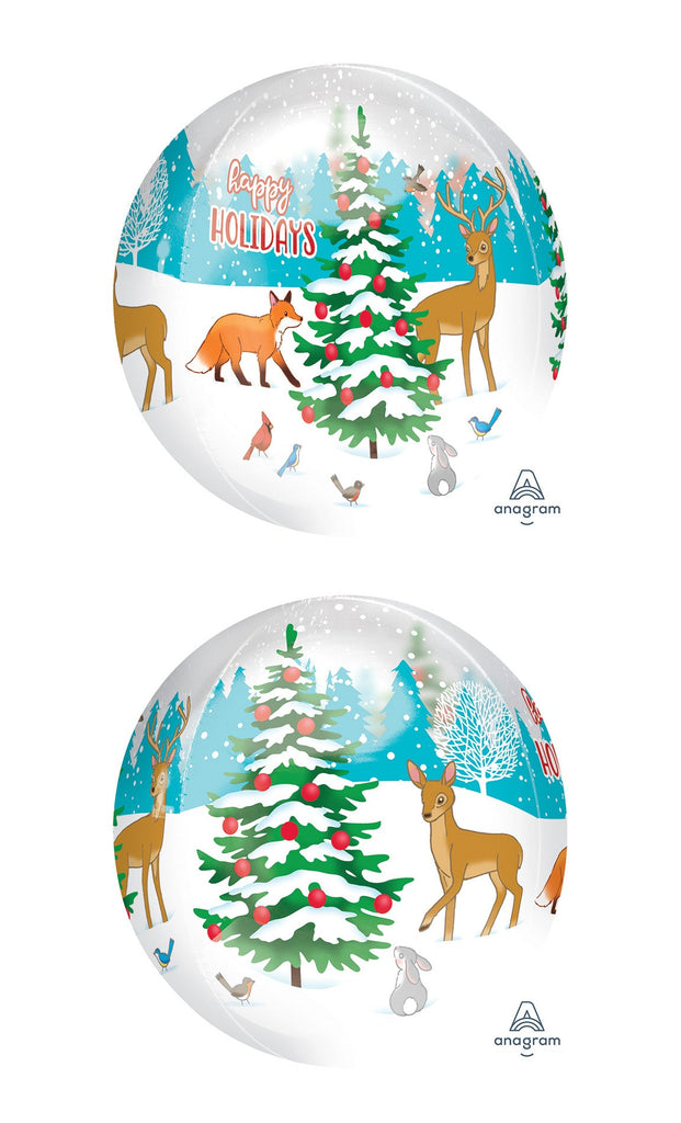 16" Orbz Clear Woodland Holidays Foil Balloon